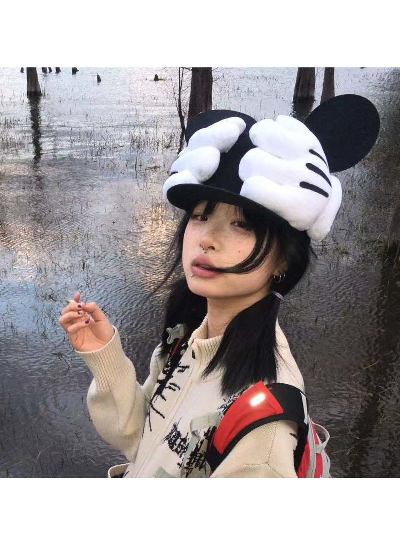 general The Adorable Mickey Mouse Hat Features A Quirky Snapback Design Embodying A Fashionable Street-Style Hip-hop Vibe Perfect As A Trendy Baseball Cap - Image 2