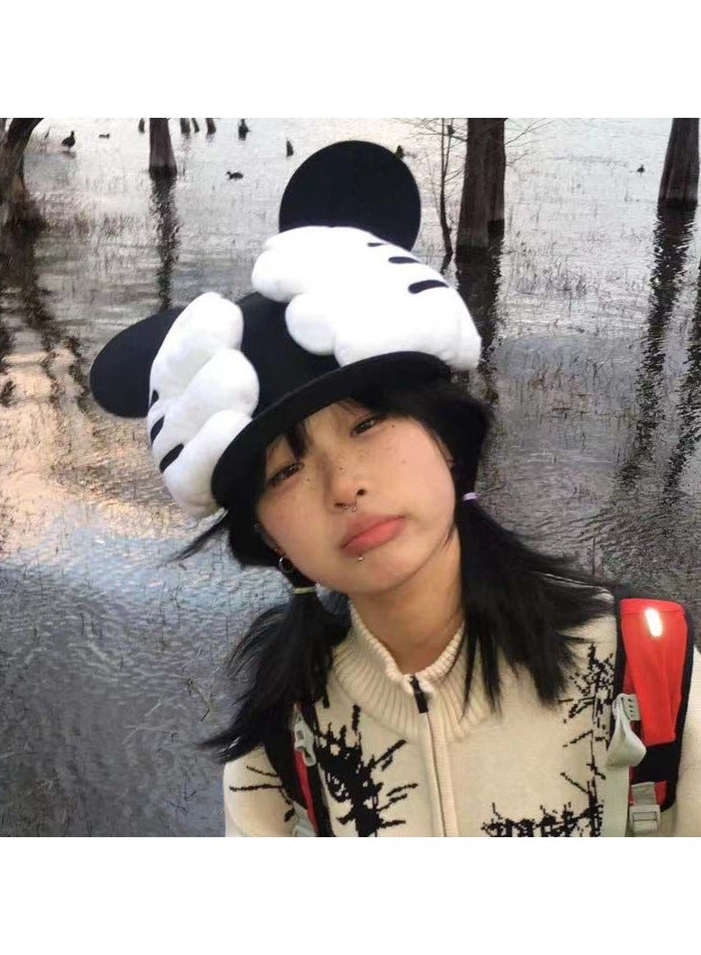 general The Adorable Mickey Mouse Hat Features A Quirky Snapback Design Embodying A Fashionable Street-Style Hip-hop Vibe Perfect As A Trendy Baseball Cap - Image 3