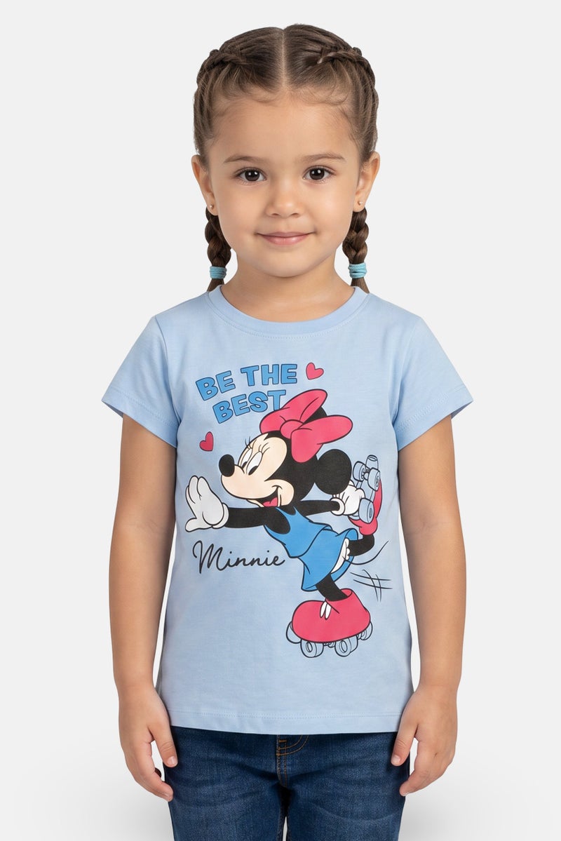 Disney Kids Girl Short Sleeve Mickey Mickey Mouse Print T-shirt, Blue - Image 1