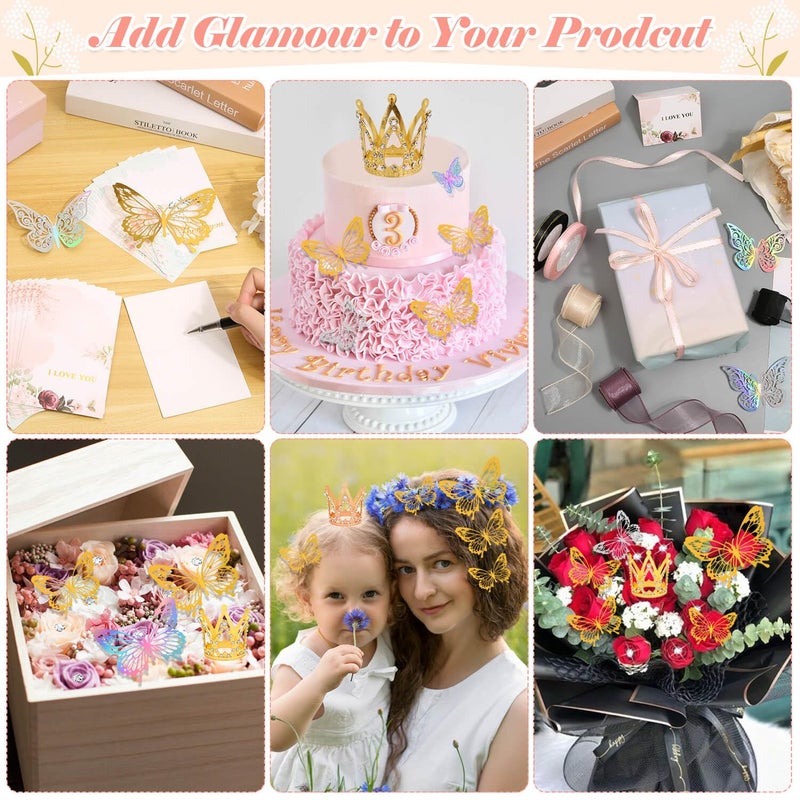 Tetutor 366 pcs Flower Bouquet Wrapping Paper,Waterproof Flower Floral Wrapping Paper Bouquet Sheets With Ribbons Pins 3D Butterflies and Crowns for Florist Wrap - Image 5