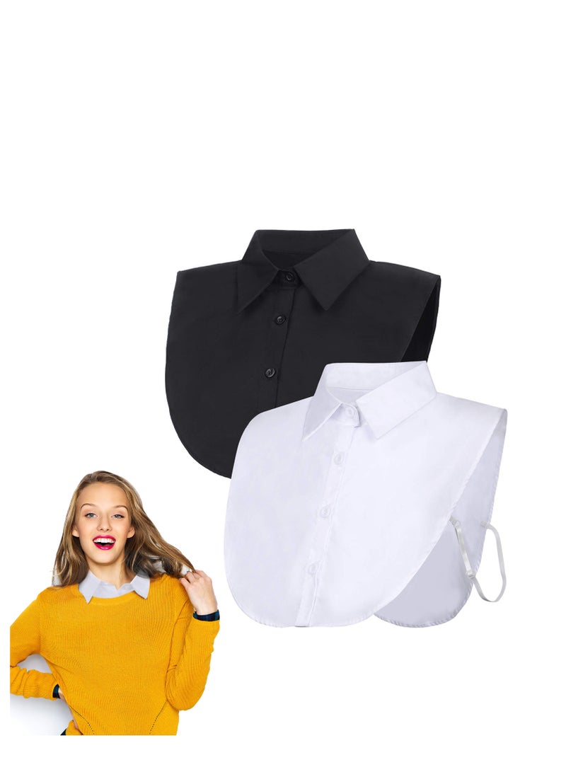 Barakah 2 Pcs Fake Collar Lady's Fake Collar Half Shirt Blouse Detachable False Collar Joker Shirt Decorative Collar Collar Cuff Cotton Choker Tie False Lapel Point - Image 1