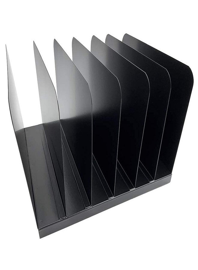 Huron Desktop File Binder Organizer Storage Vertical 6 Slot, Black Commercial Grade Steel - Image 2