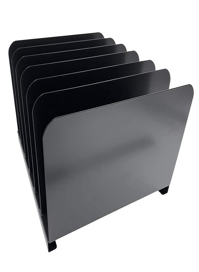 Huron Desktop File Binder Organizer Storage Vertical 6 Slot, Black Commercial Grade Steel - Image 4