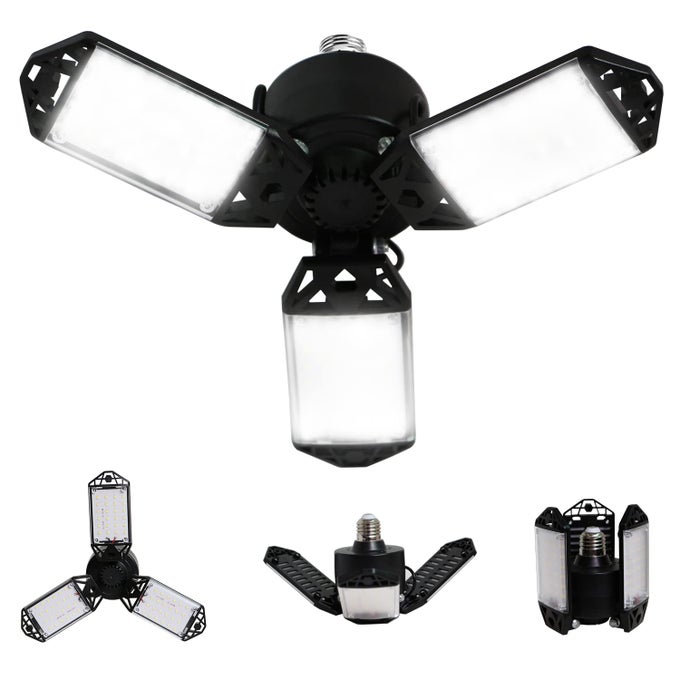 LED GARAGE LIGHT 80W 8000 LUMEN CEILING LIGHTS WITH 3 ADJUSTABLE PANELS 6500K DAYLIGHT LIGHT BULB FIXTURE LED LIGHTS FOR GARAGE WORKSHOP