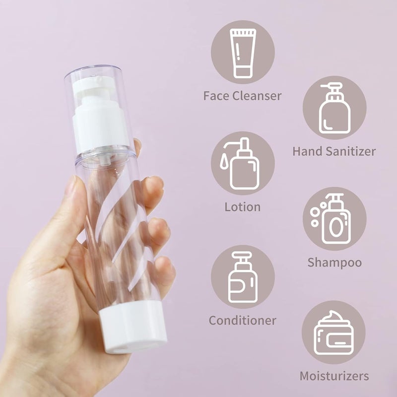 LONGWAY 1.7 Oz 50ml Clear Airless Cosmetic Cream Pump Bottle Travel Size Dispenser Refillable Containers/Foundation Travel Pump Bottle for Shampoo (Pack of 6) Classic practical design - Image 3