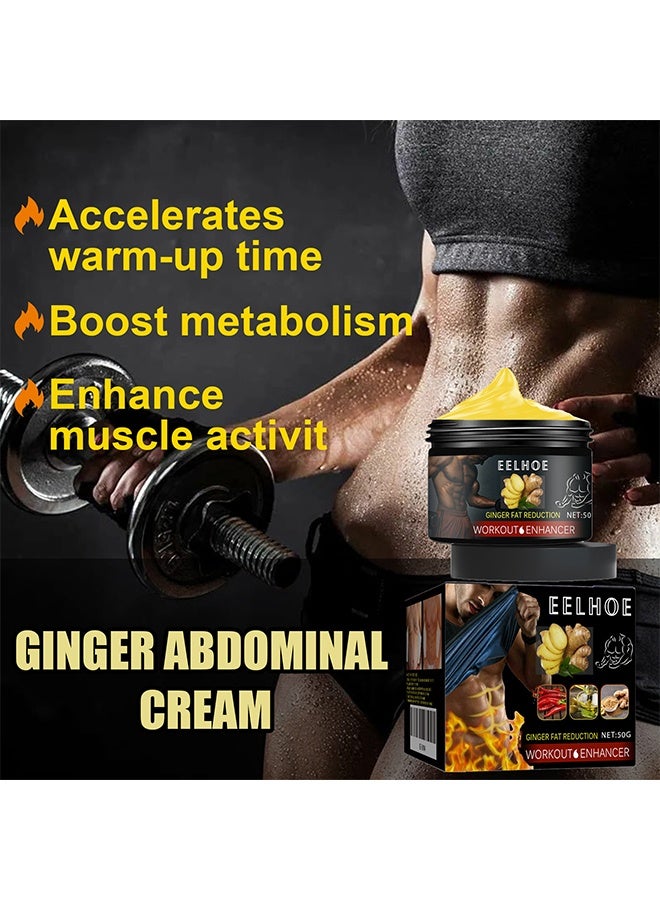 EELHOE Ginger Fat Reduction Hot Sweat Cream，Abdominal Muscle Cream Strengthens Chest Abdominal Muscles Line，Hot Slimming Cream，Weight Loss ，Flat Belly Firming Cream，Firm Body Firming ，Hot Fat Cream - Image 3
