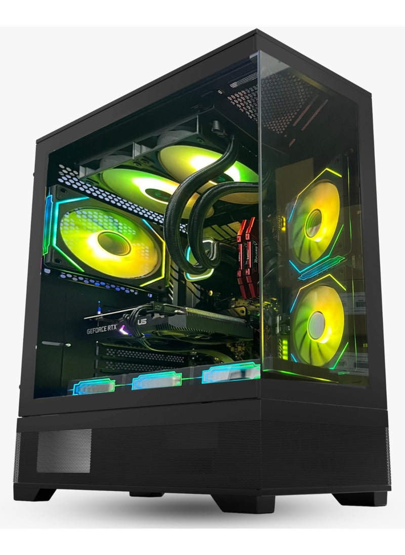 NANOTECH ArcaneX Gaming PC - Intel Core i7-14700F Processor, 20 Cores & 28 Threads, DDR5 32GB (2*16) Ram, Nvidia GeForce RTX 5070 12GB GDDR7 Graphics Card, 2TB Gen4.0*4 NVMe M.2 SSD,  3 Fan AIO Liquid Cooler, 850W 80 Plus Power Supply, Windows 11 Pro | Wi-Fi  - Image 1
