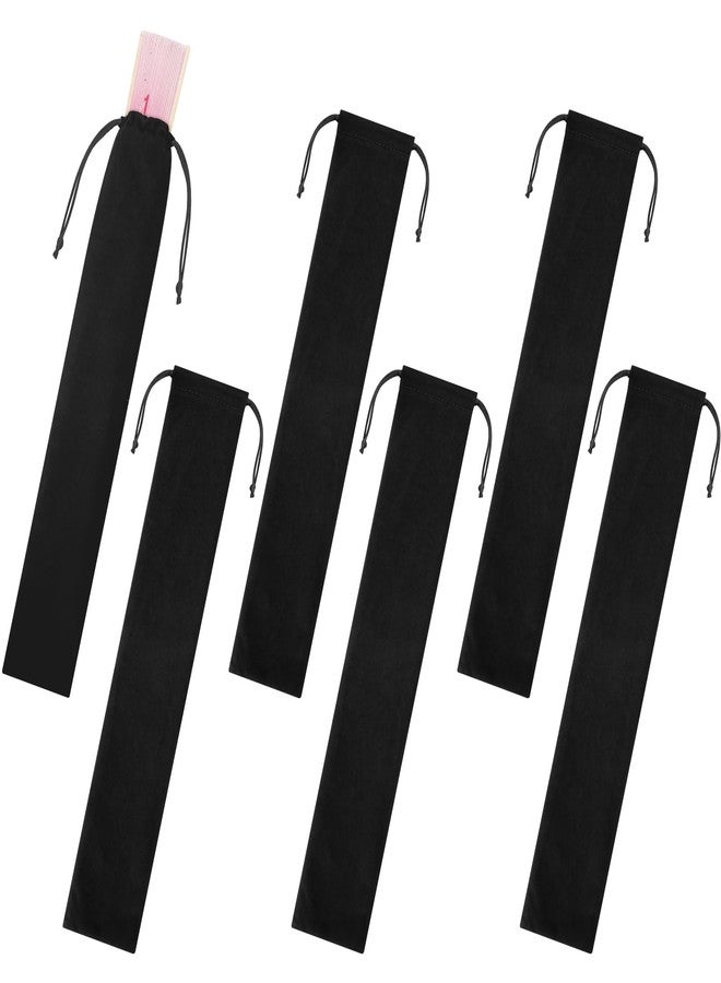 Cosmos 6 Pcs Folding Fan Pouch Velvet Drawstring Bag - Compact Travel Storage Organizer for Folding Hand Fans, Collector Case & Gift Wrap Protector Sleeve for Bridal Shower, Vintage Home Decor (Black) - Image 1