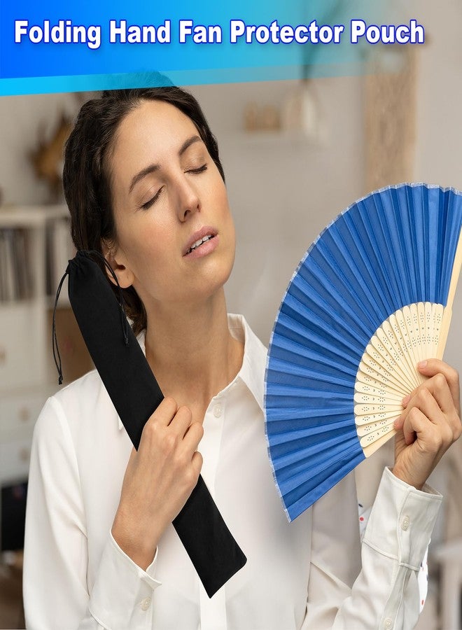 Cosmos 6 Pcs Folding Fan Pouch Velvet Drawstring Bag - Compact Travel Storage Organizer for Folding Hand Fans, Collector Case & Gift Wrap Protector Sleeve for Bridal Shower, Vintage Home Decor (Black) - Image 4