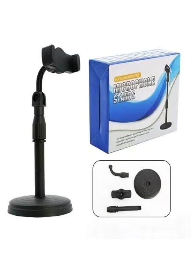 360° Adjustable Vocal Microphone Stand for All Smartphones – Universal Smartphone Holder with Flexible Gooseneck, Rotatable Bracket for Optimal Angles, Sturdy Design for Recording, Streaming, and Video Calls – Black