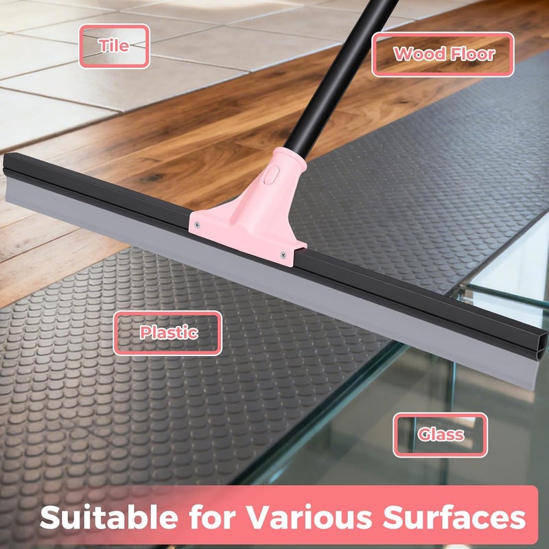 wlich Floor Squeegee Heavy Duty, 60CM Large Floor Squeegee Broom with 150CM Long Handle, Floor Scraper Rubber Broom for Garage, Tile, Deck, Bathroom,Outdoor,Window, Glass - Image 4