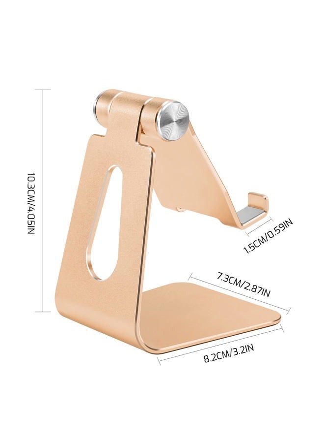 Tofun Gold Foldable Aluminum Alloy Cell Phone Holder,Tabletop Metal Phone Stand with Adjustable Angle by Swivel Axis,Smartphone Cradle - Image 2