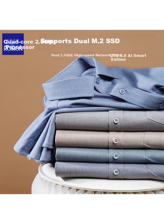 Romon Men'S Wool Business Solid Color Long Sleeve Non-Iron Casual Shirt Men'S Top 29101 41 - Image 2