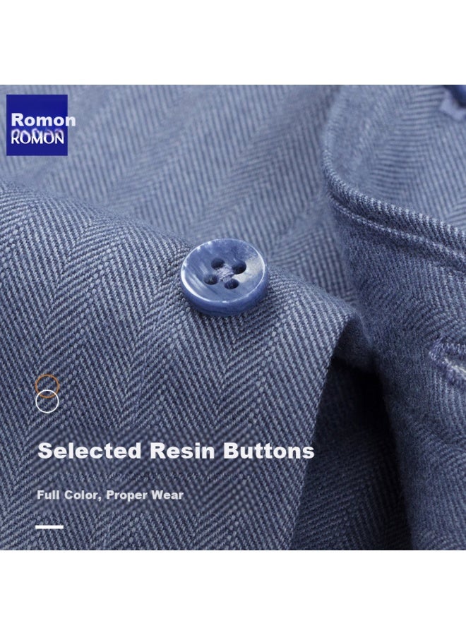 Romon Men'S Wool Business Solid Color Long Sleeve Non-Iron Casual Shirt Men'S Top 29101 41 - Image 4