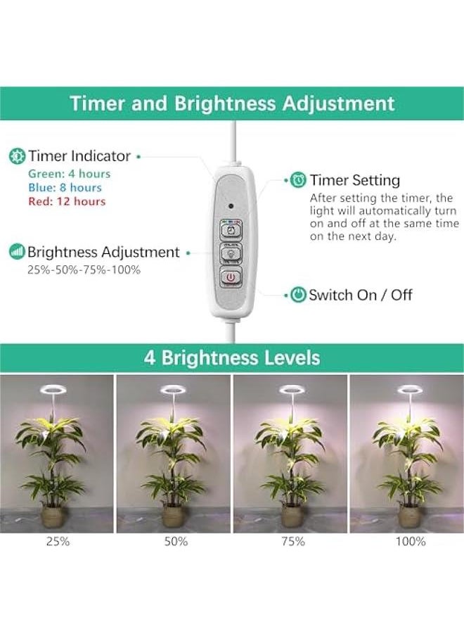 Arabest - 72 LED Full Spectrum Grow Light with 4 Brightness Levels, Automatic Timer, Adjustable Height for Indoor Plants. - Image 1
