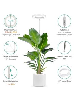 Arabest 72 LED Full Spectrum Grow Light with 4 Brightness Levels, Automatic Timer, Adjustable Height for Indoor Plants.  - Image 4