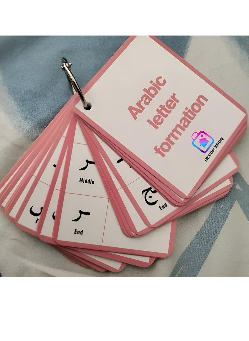 DECOR SOUQ - Arabic Alphabet Flashcards - Learn Arabic Letter Formation - Perfect for Kids, Beginners & Students - Language Learning Made Fun & Easy - Educational Tool with Visual Guides for Word Integration - Arabic Writing Learning Aid - Set of Educational Flashcards - Image 1