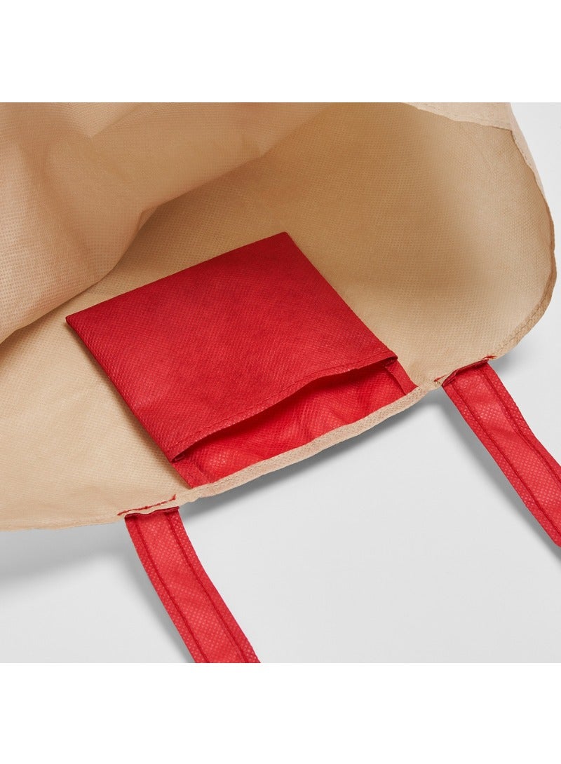 Carrier Bag, Light Brown/Red, 36x45 cm, Durable & Foldable - Image 3