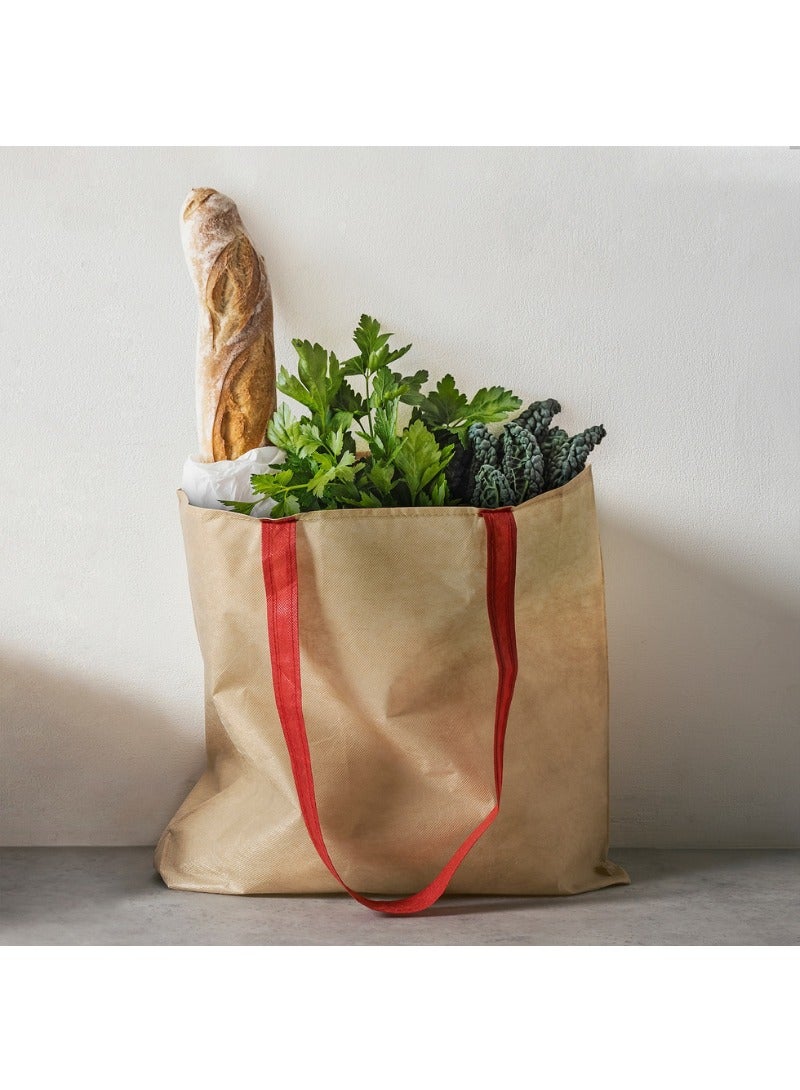 Carrier Bag, Light Brown/Red, 36x45 cm, Durable & Foldable - Image 5