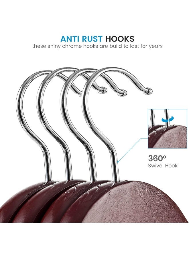 Zober Solid Cherry Wood Suit Hangers - (30 Pack) with Non Slip Bar and Precisely Cut Notches - 360 Degree Swivel Chrome Hook - Cherry Finish Super Sturdy and Durable Wooden Hangers - Image 2