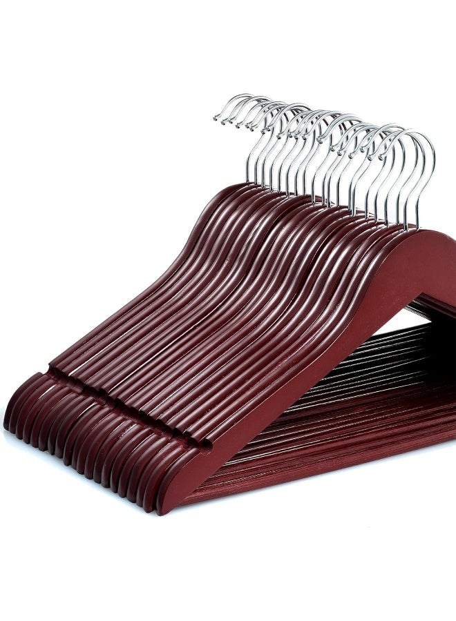 Zober Solid Cherry Wood Suit Hangers - (30 Pack) with Non Slip Bar and Precisely Cut Notches - 360 Degree Swivel Chrome Hook - Cherry Finish Super Sturdy and Durable Wooden Hangers - Image 5