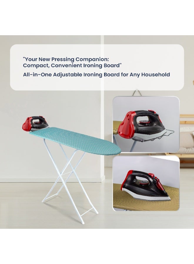 Clean and Care Ironing Board Size A 110cm x 30cm Strong Board 4 Adjustable Heights Iron Durable Stand High Quality Cushion Foldable Space saving - Image 2