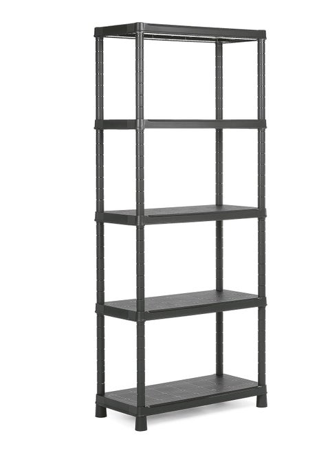 Keter Plus 5-Tier Plastic Shelving Unit, Black, 80x40x187 cm, Modular and Durable