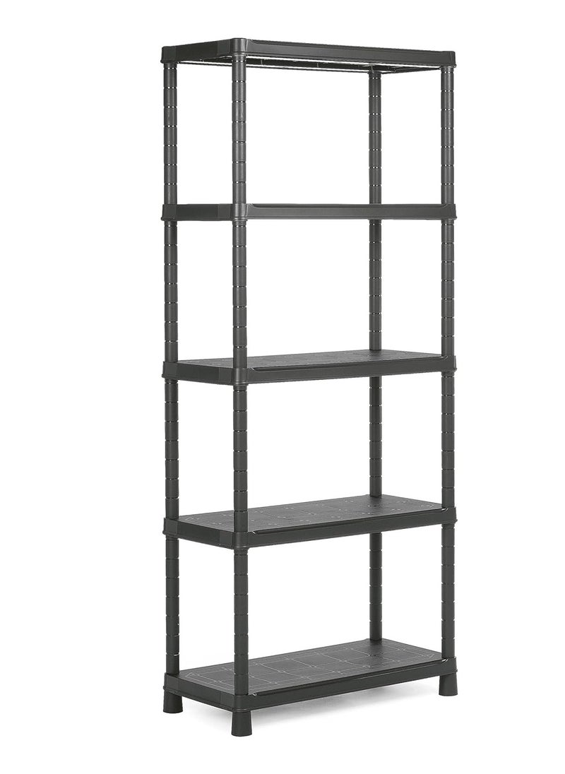 Keter - Keter Plus 5-Tier Plastic Shelving Unit, Black, 80x40x187 cm, Modular and Durable - Image 1