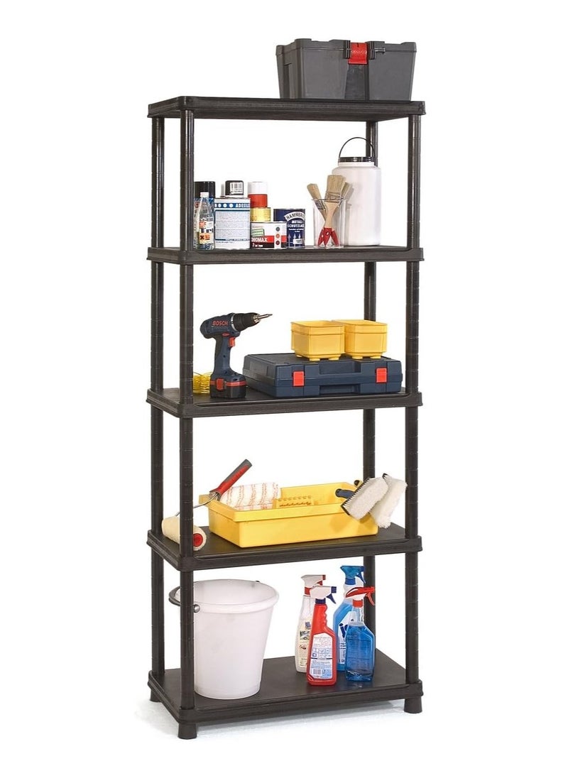 Keter - Keter Plus 5-Tier Plastic Shelving Unit, Black, 80x40x187 cm, Modular and Durable - Image 1