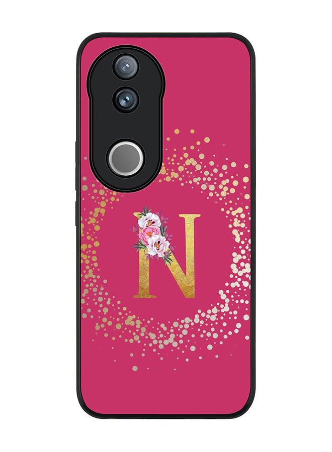 Stylizedd For Vivo V50 / vivo V50e 5G Case,Slim fit Camera Protection, Shockproof Thin Phone cover  - Custom Monogram Floral - N ( Deep Pink ) - Image 1