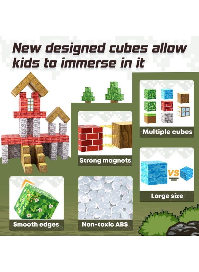 48PCS Amazon Forest Magnetic Building Blocks | Minecraft-Inspired Magnetic Cubes | Primitive Forest STEM Sensory Toys | ABS Safe Material | With Character Elements | Develops Creativity & Cognitive Skills | Strong Magnetic Connection | Compatible With Other Blocks | Parent-Child Educational Toy - Image 4