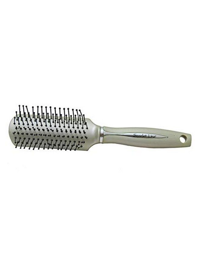 Scarlet Line Professional Ladies 9 Rows Flat Big Hair Styling Brush with Anti Slip Grip Lines on Handle for Men n Women_Copper Silver - Image 3