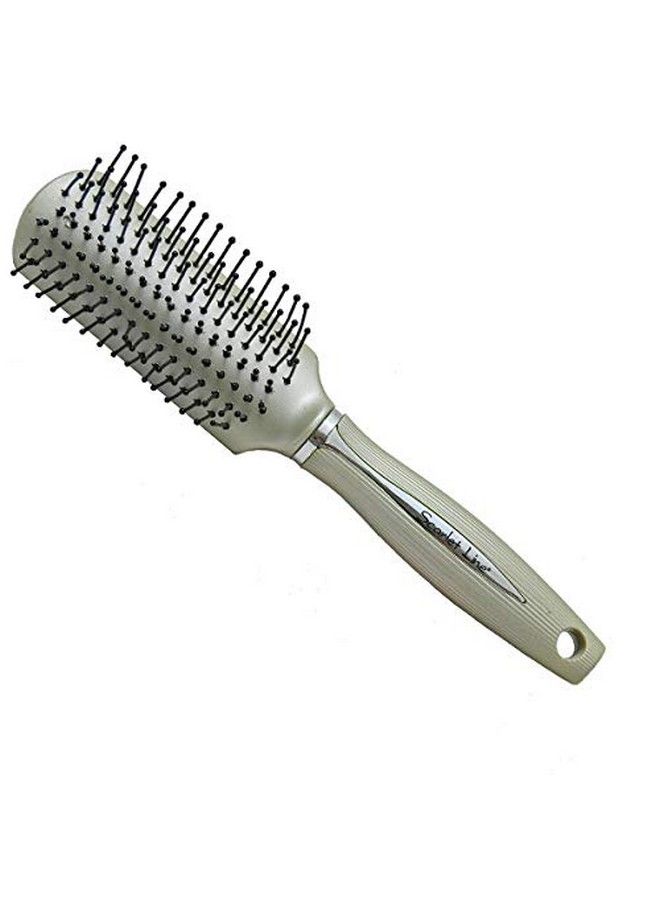 Scarlet Line Professional Ladies 9 Rows Flat Big Hair Styling Brush with Anti Slip Grip Lines on Handle for Men n Women_Copper Silver - Image 2