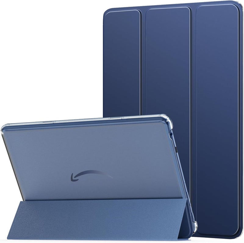 MoKo Case for All-new Amazon Fire HD 10 Tablet(13th Generation, 2023 Release)10.1",PU Leather Trifold Stand Cover for Fire Tablet 10 2023 with Transparent Frosted Backshell, Auto Wake/Sleep, Navy Blue - Image 1