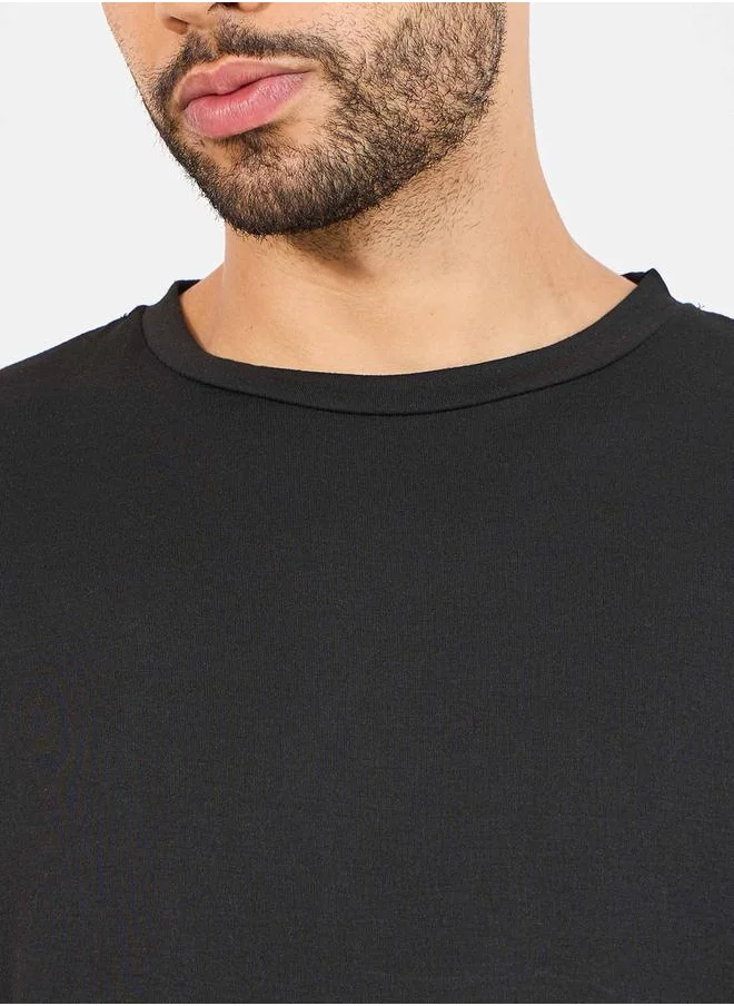 Styli Solid T-shirt and Checked Pajama Sets