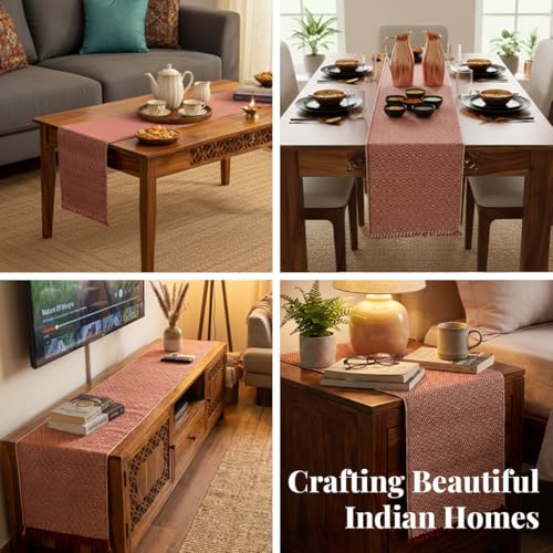 Peepul Tree Handmade Table Runner-4 Seater| Natural Grass Table Runner for Coffee & Centre Table | Non-Slippery | Heat-Resistant |12" x 60"Inch | Maroon | Home Decor Gift Items - Image 3