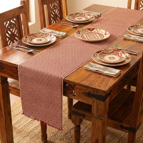 Peepul Tree Handmade Table Runner-4 Seater| Natural Grass Table Runner for Coffee & Centre Table | Non-Slippery | Heat-Resistant |12" x 60"Inch | Maroon | Home Decor Gift Items - Image 1