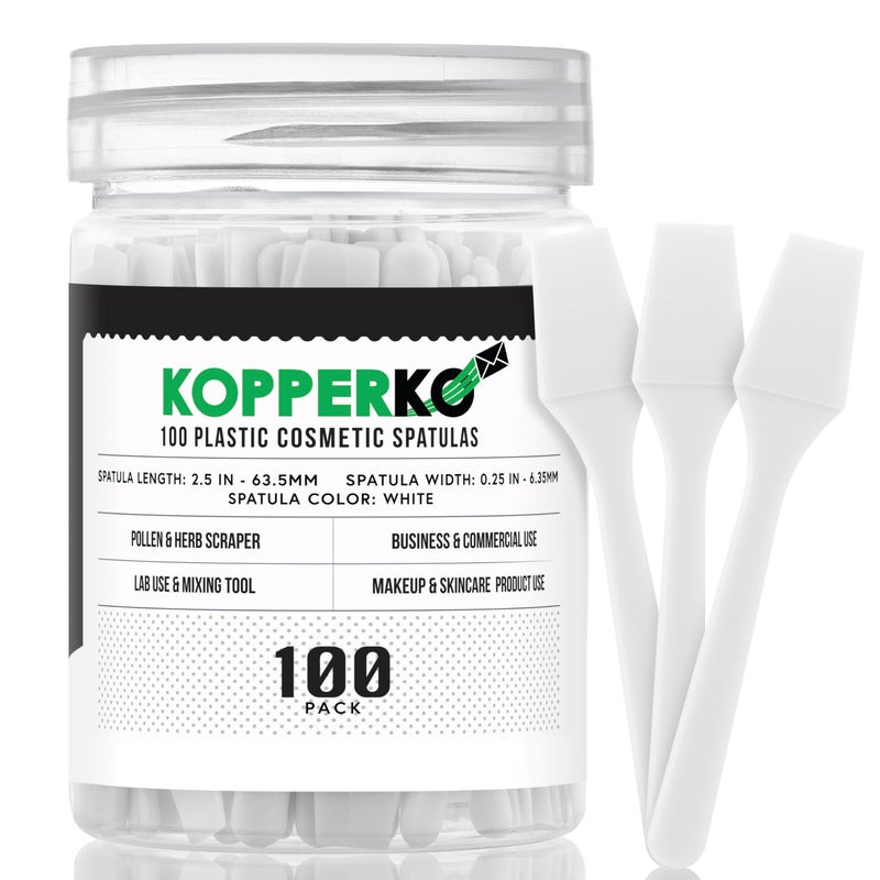 Kopperko Mini Skin Care Spatula 25 100 Pack  Small Spatula for Makeup Creams  Crafts  Makeup Applicator for Mixing Cosmetic Face Mask  Disposable Cosmetic Applicators  White
