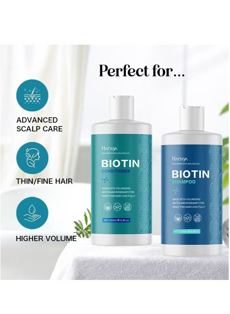 HANXER Volumizing Biotin Shampoo and Conditioner Set - Moisturizing Shampoo for Thinning Hair and Hair Loss - Sulfate Free Hair Growth Shampoo and Conditioner with Argan Oil and Jojoba Oil for Itchy Scalp - Image 2