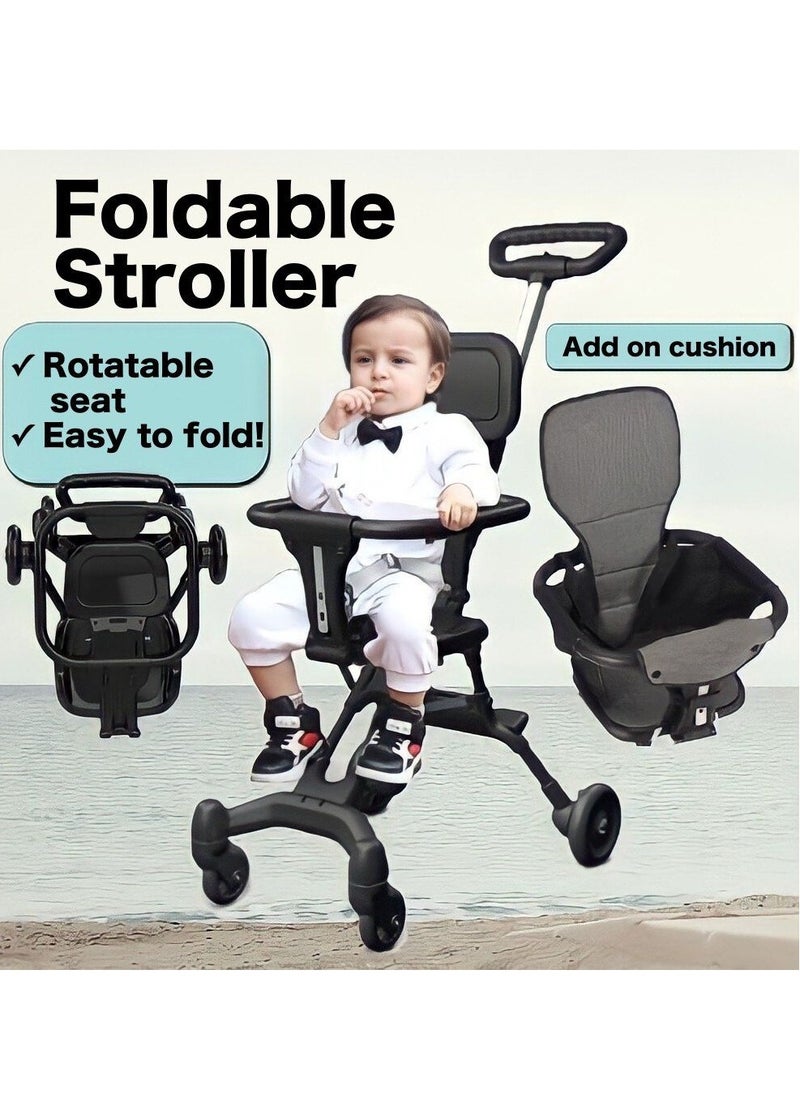 Generic - New Lightweight Compact 2 way reversible Magic Baby Stroller Scooter Walker Big Wheels Solid Sturdy Brake Easy Compact Folding Walking Trolley 1 to 5 Years Old Heavy Duty - Image 1