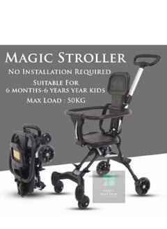 New Lightweight Compact 2 way reversible Magic Baby Stroller Scooter Walker Big Wheels Solid Sturdy Brake Easy Compact Folding Walking Trolley 1 to 5 Years Old Heavy Duty