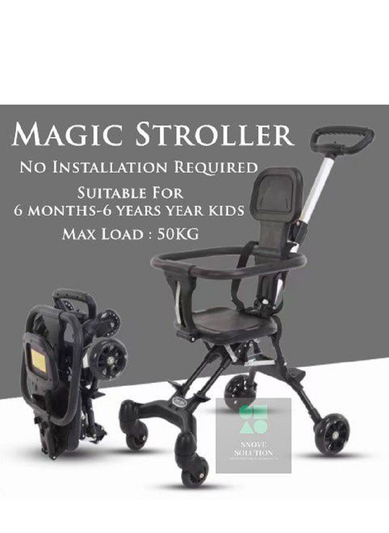 Generic - New Lightweight Compact 2 way reversible Magic Baby Stroller Scooter Walker Big Wheels Solid Sturdy Brake Easy Compact Folding Walking Trolley 1 to 5 Years Old Heavy Duty - Image 1