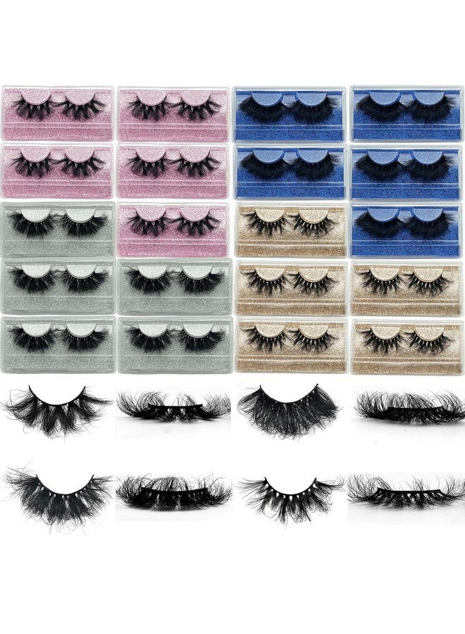 mikiwi Fluffy 22-25Mm Mink Lashes Wholesale Mikiwi 20 Pack Eyelashes, Real Mink Thick Handmade Full Strip Lashes, Crueltyl Free Lash, Dramatic Lashes For Halloween Party, 20 Pairs 22-25Mm Lashes - Image 1