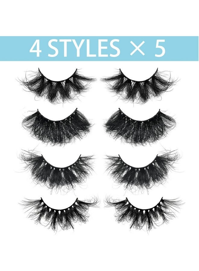 mikiwi Fluffy 22-25Mm Mink Lashes Wholesale Mikiwi 20 Pack Eyelashes, Real Mink Thick Handmade Full Strip Lashes, Crueltyl Free Lash, Dramatic Lashes For Halloween Party, 20 Pairs 22-25Mm Lashes - Image 4