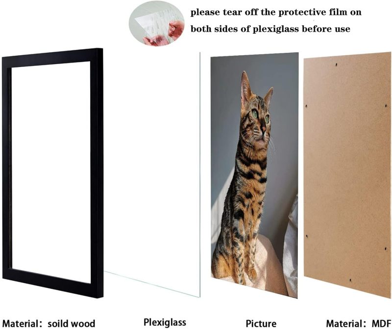 Rectangular 8x10 Inch White Wood Picture Frame 5 Pack - Glass Front Photo Frame with Easel Back - Art Print Display for Wall Hanging or Tabletop for Friends Family Vacations - Image 3