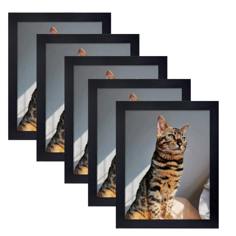 Rectangular 8x10 Inch White Wood Picture Frame 5 Pack - Glass Front Photo Frame with Easel Back - Art Print Display for Wall Hanging or Tabletop for Friends Family Vacations - Image 1