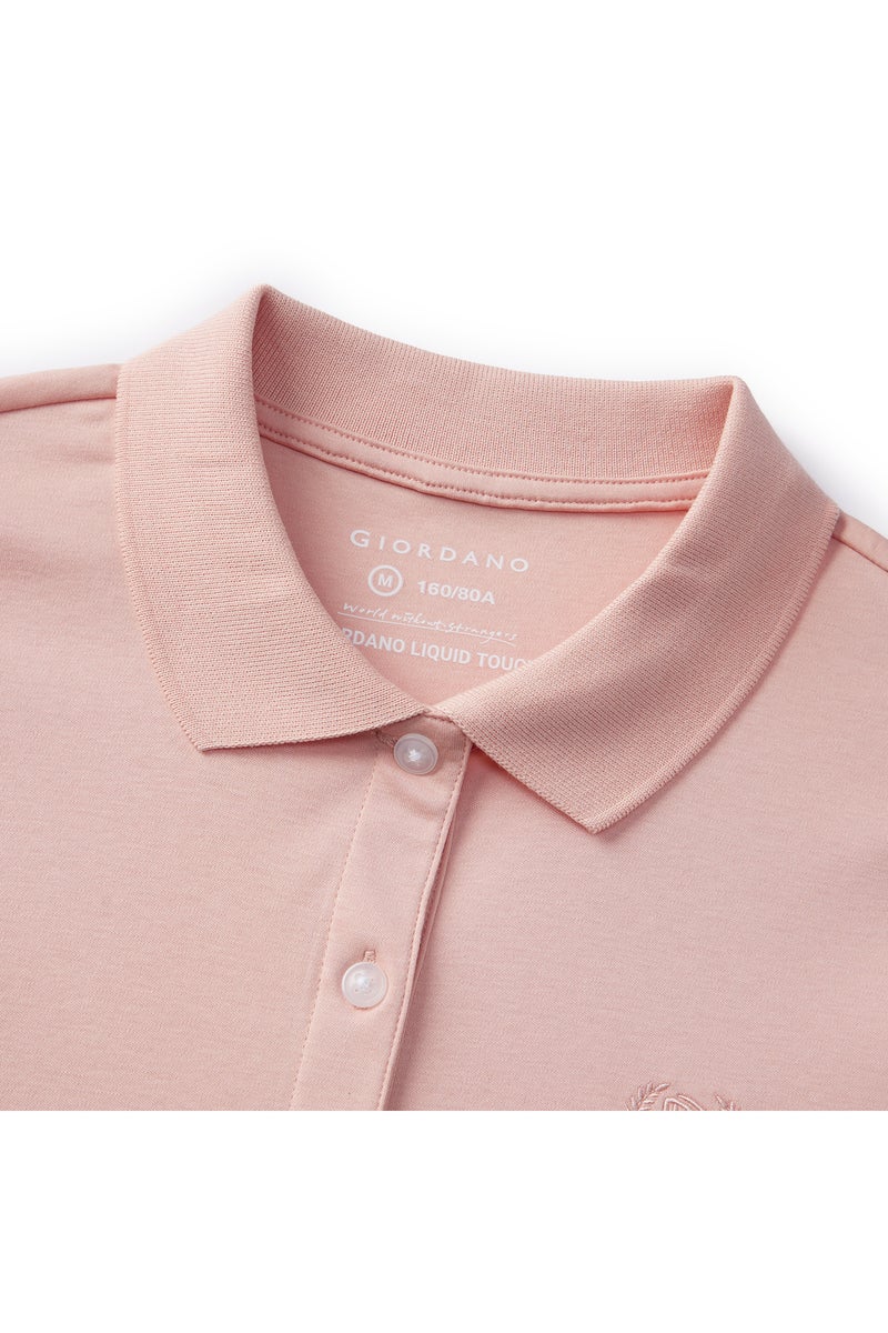 GIORDANO Pink Liquid Touch Polo for Women - Image 3