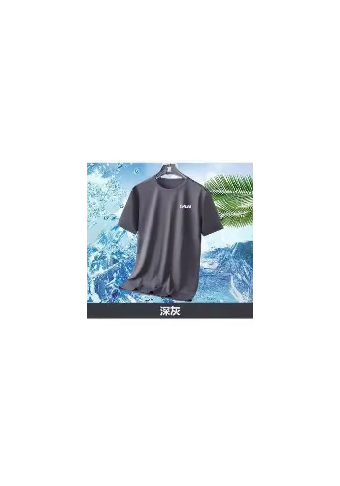 Cross-Border Ice Silk Short-Sleeved T-Shirt Men's Summer Thin Breathable Quick-Drying Sports T-Shirt Loose Large Size Casual Top - Image 1