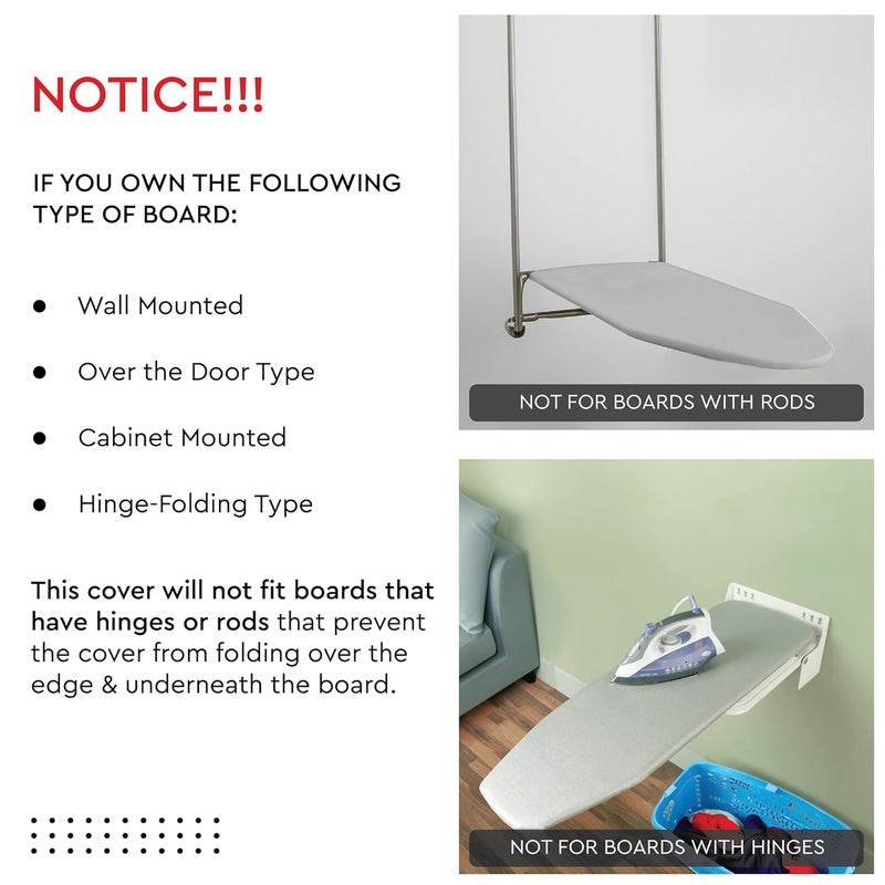 Encasa XO غطاء طاولة الكي مع وسادة مصنوعة من الفelt بسماكة 4 مم للضغط بالبخار - مثلثات أكوا - (تناسب الطاولات الكبيرة القياسية بحجم 125x39 سم) تركيب مرن، عاكس للحرارة، واقي - Image 4