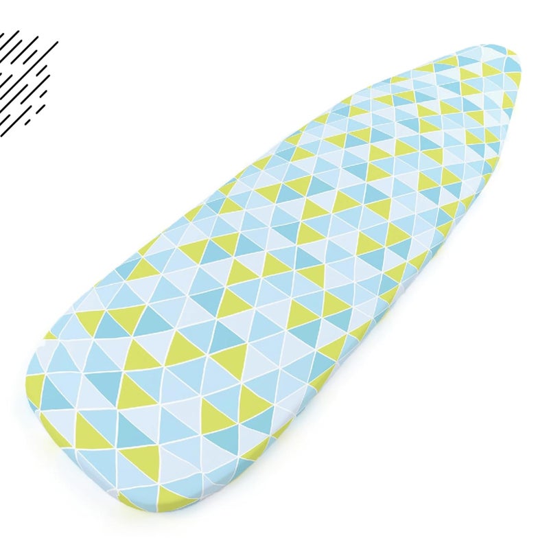 Encasa XO غطاء طاولة الكي مع وسادة مصنوعة من الفelt بسماكة 4 مم للضغط بالبخار - مثلثات أكوا - (تناسب الطاولات الكبيرة القياسية بحجم 125x39 سم) تركيب مرن، عاكس للحرارة، واقي - Image 3